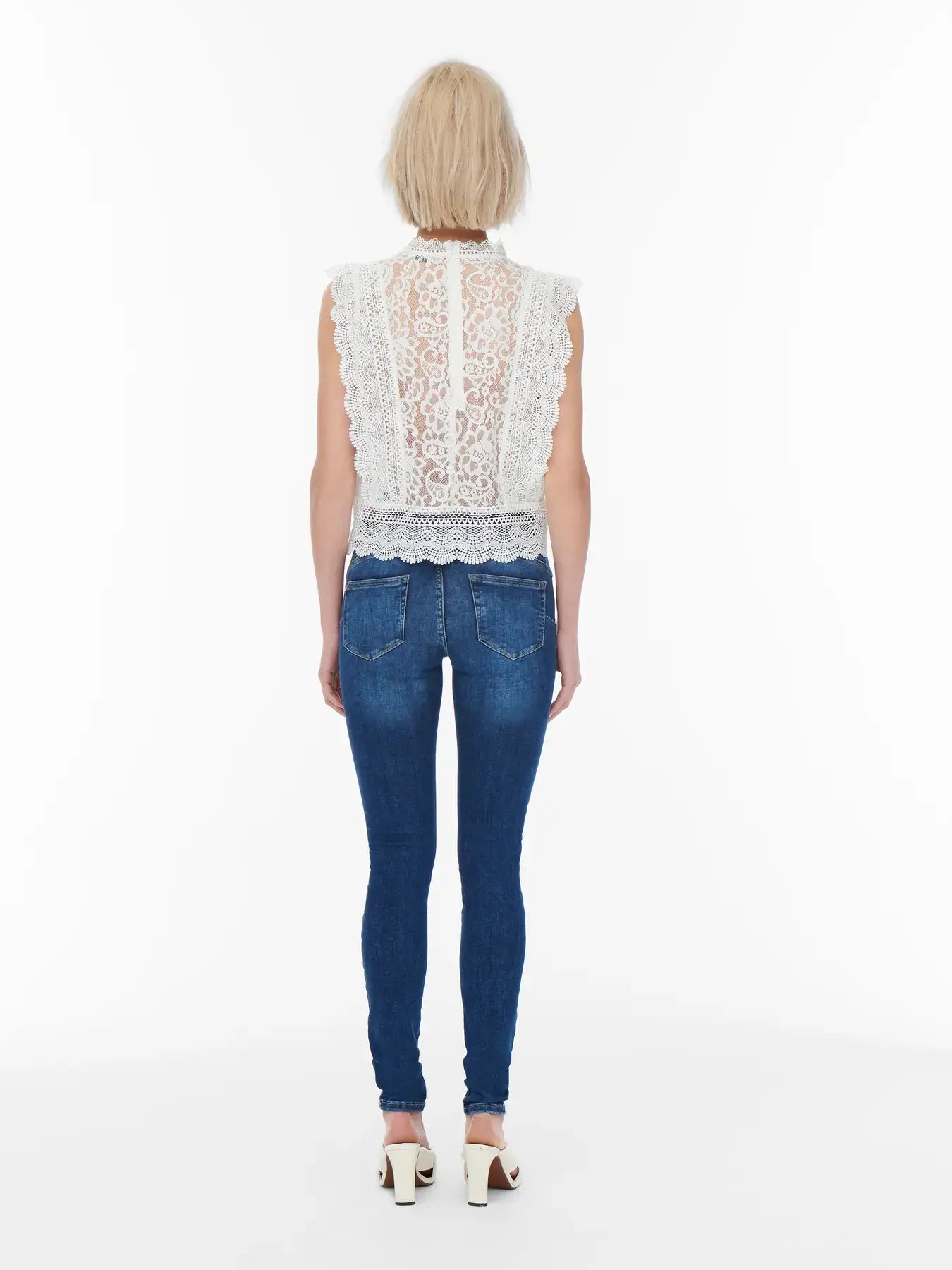 Only Dames Tops-Shirts KARO, Cloud Dancer