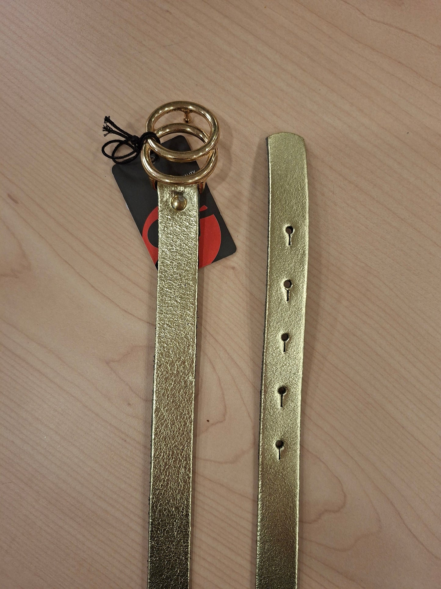 Dames Riem, Metallic Leder, Goud