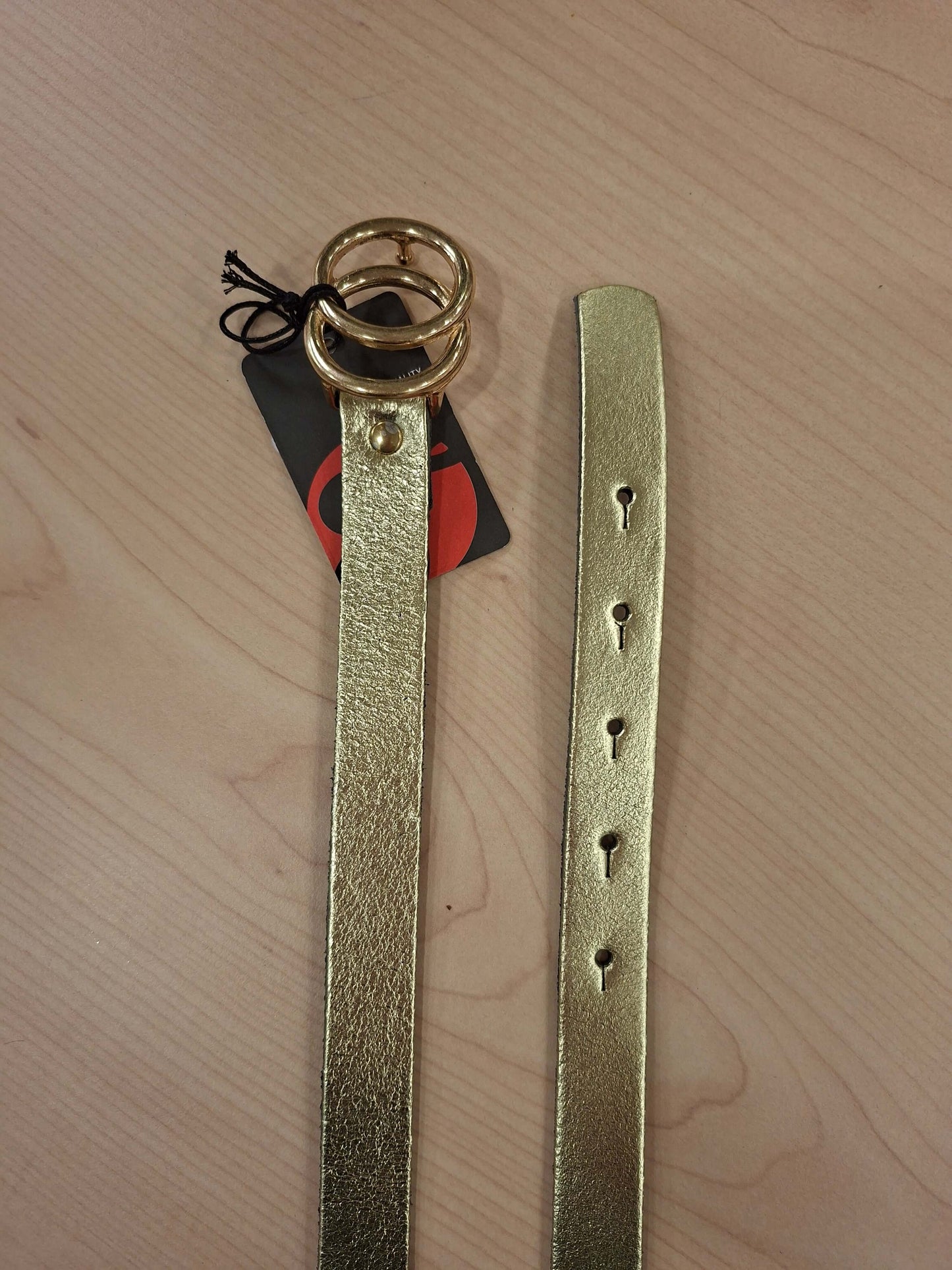 Dames Riem, Metallic Leder, Goud