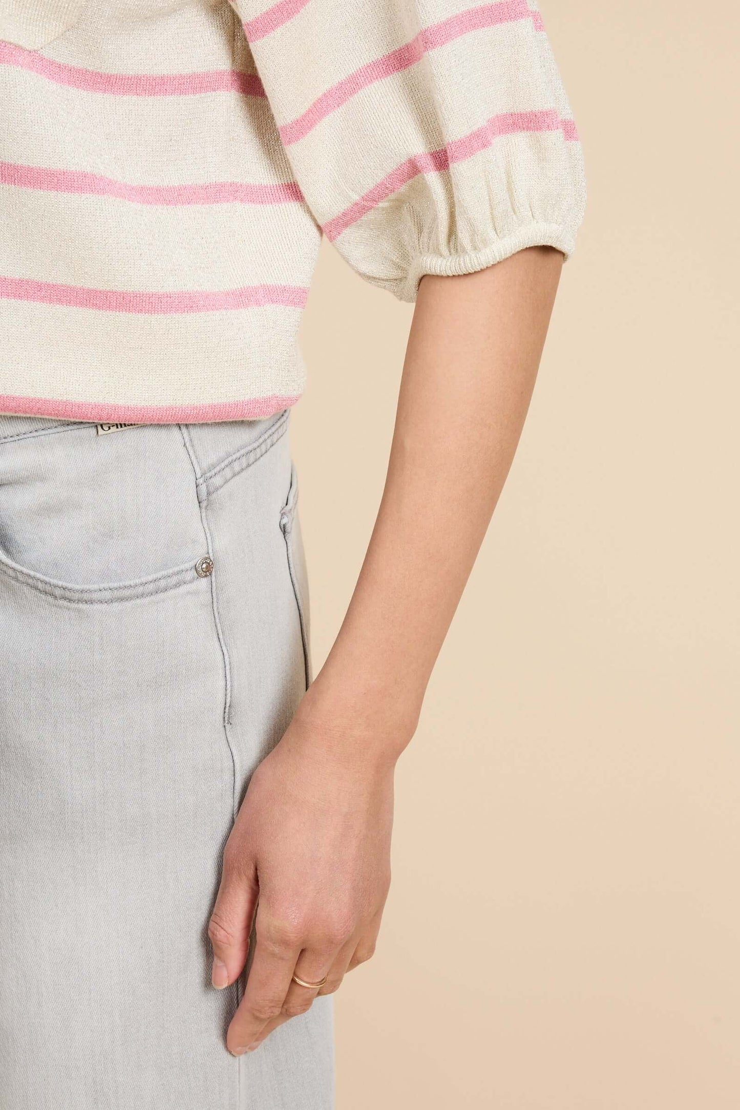 G-maxx, Genoveva knitting top, Wool White/Pretty Pink