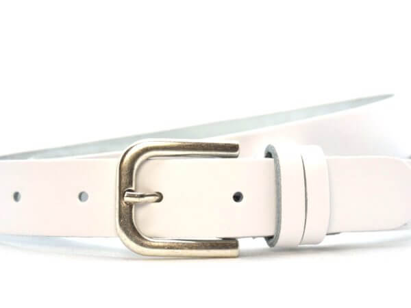 Dames Riem, Metallic Leder, Off white