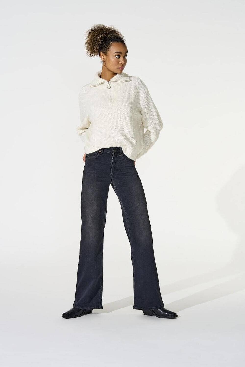 Only Dames Jeans MADISON Blush Wide leg, Black