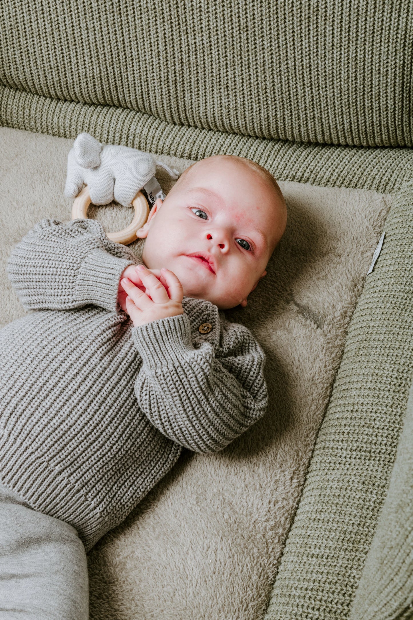 Baby's Only,Houten rammelaar olifant, zilvergrijs