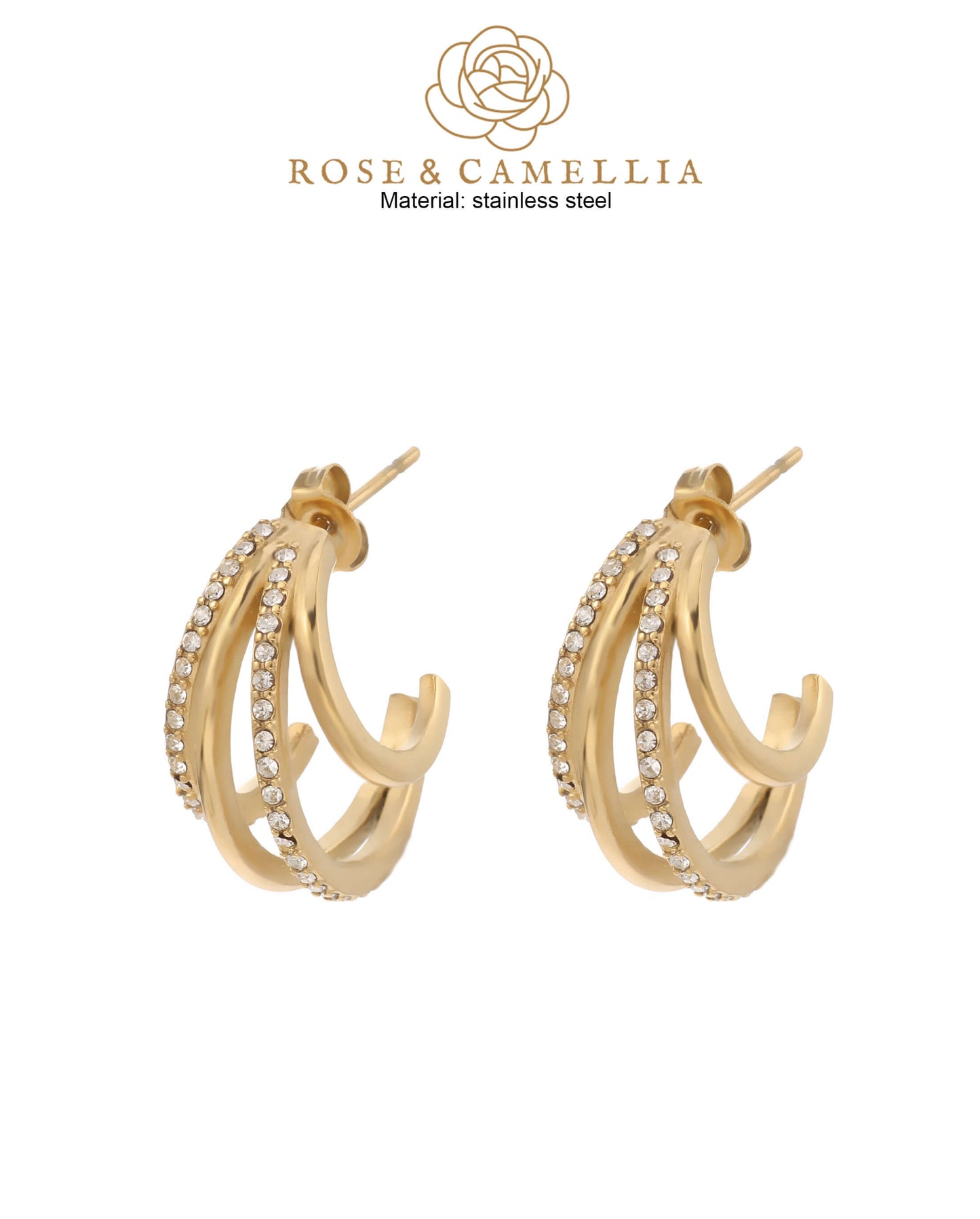 Rose & Camellia Ohrringe Gold
