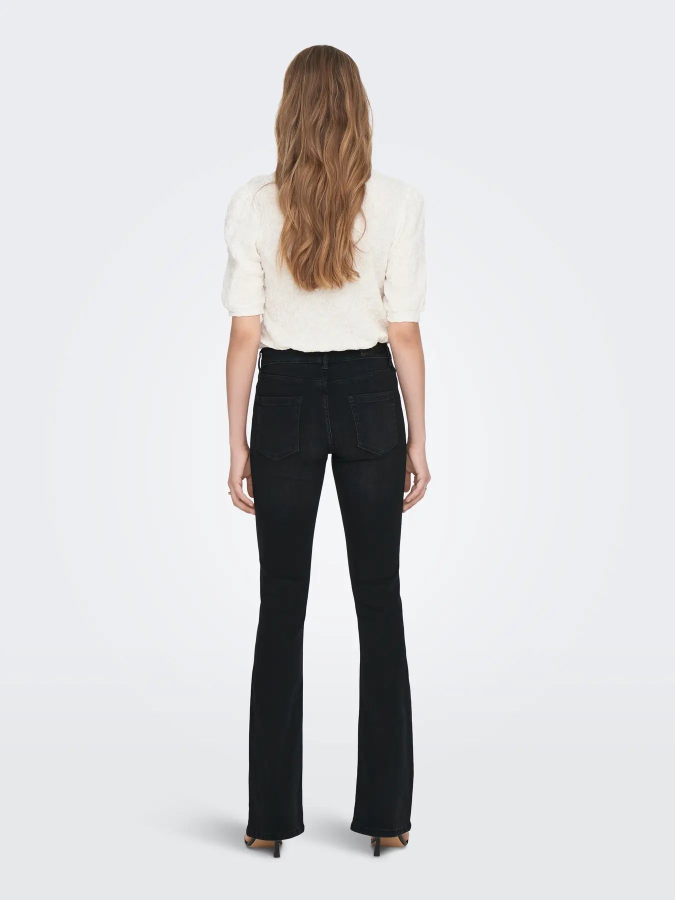 Only Dames Jeans BLUSH Mid Flared, Washed Black