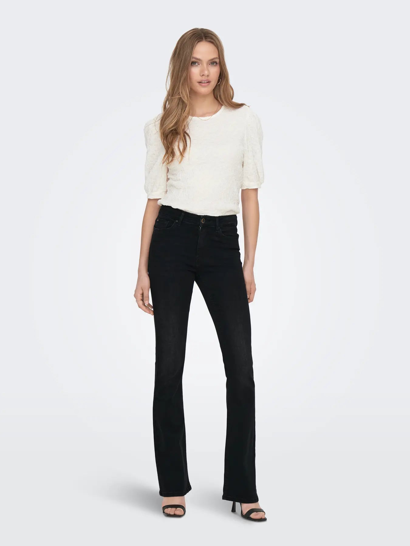 Only Dames Jeans BLUSH Mid Flared, Washed Black