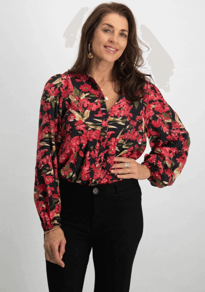 Freequent TUALIPA-Shirt Black w Rococco Red