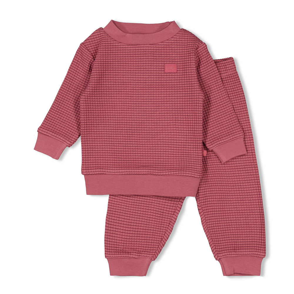 Feetje Wafel Pyjama Family Edition volwassen, Berry