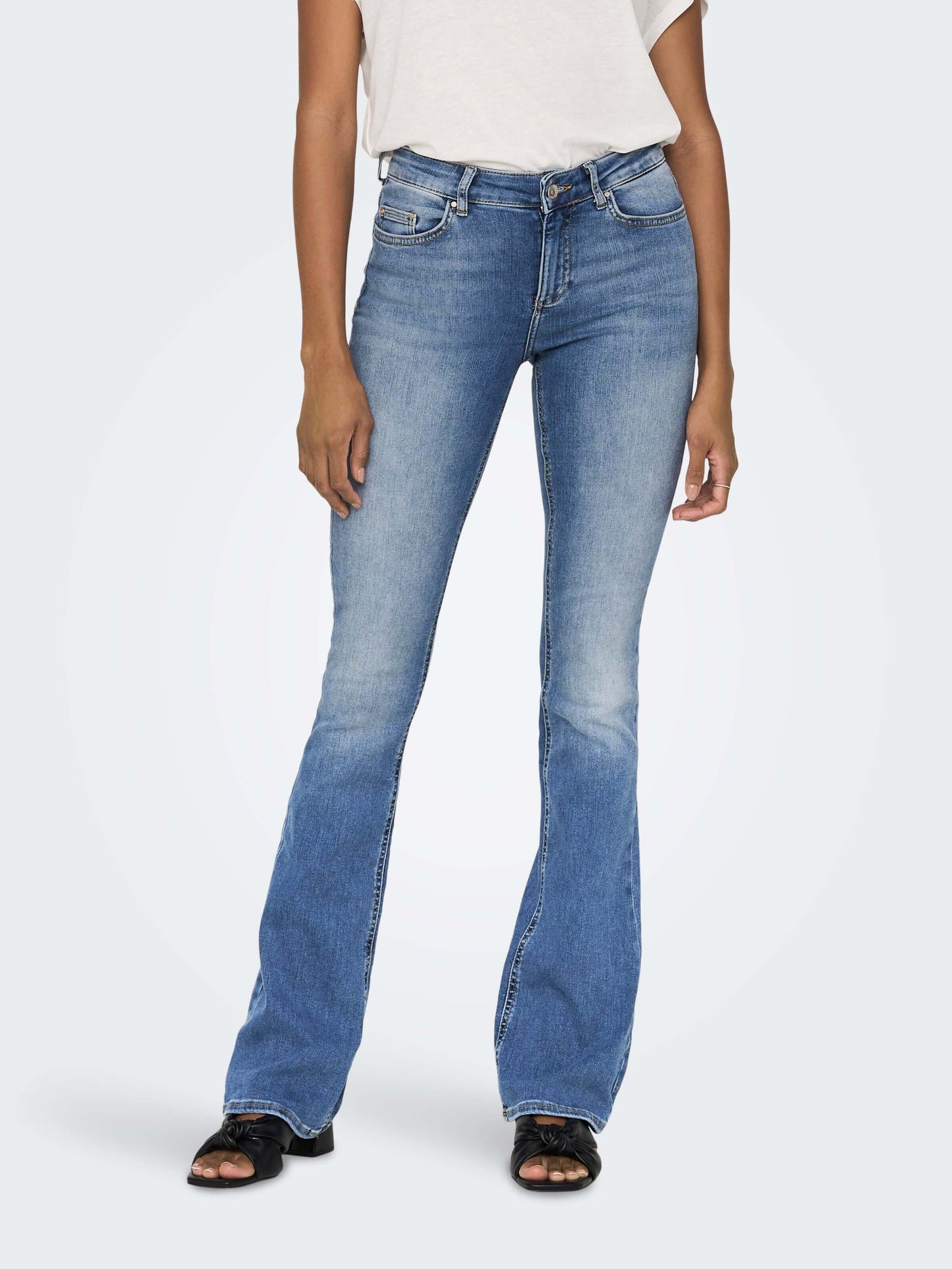 Only Dames Jeans BLUSH Mid Flared Light Blue