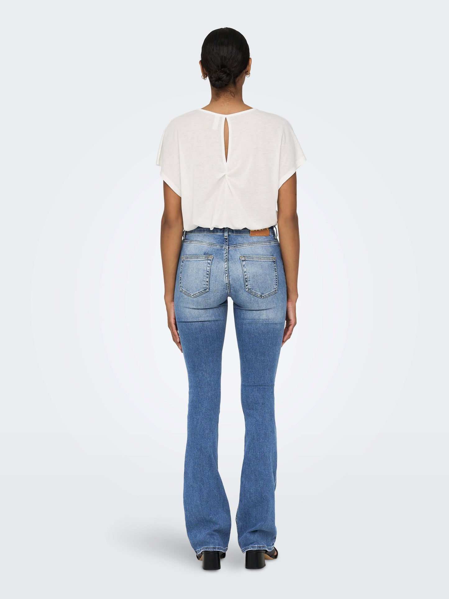 Only Dames Jeans BLUSH Mid Flared Light Blue