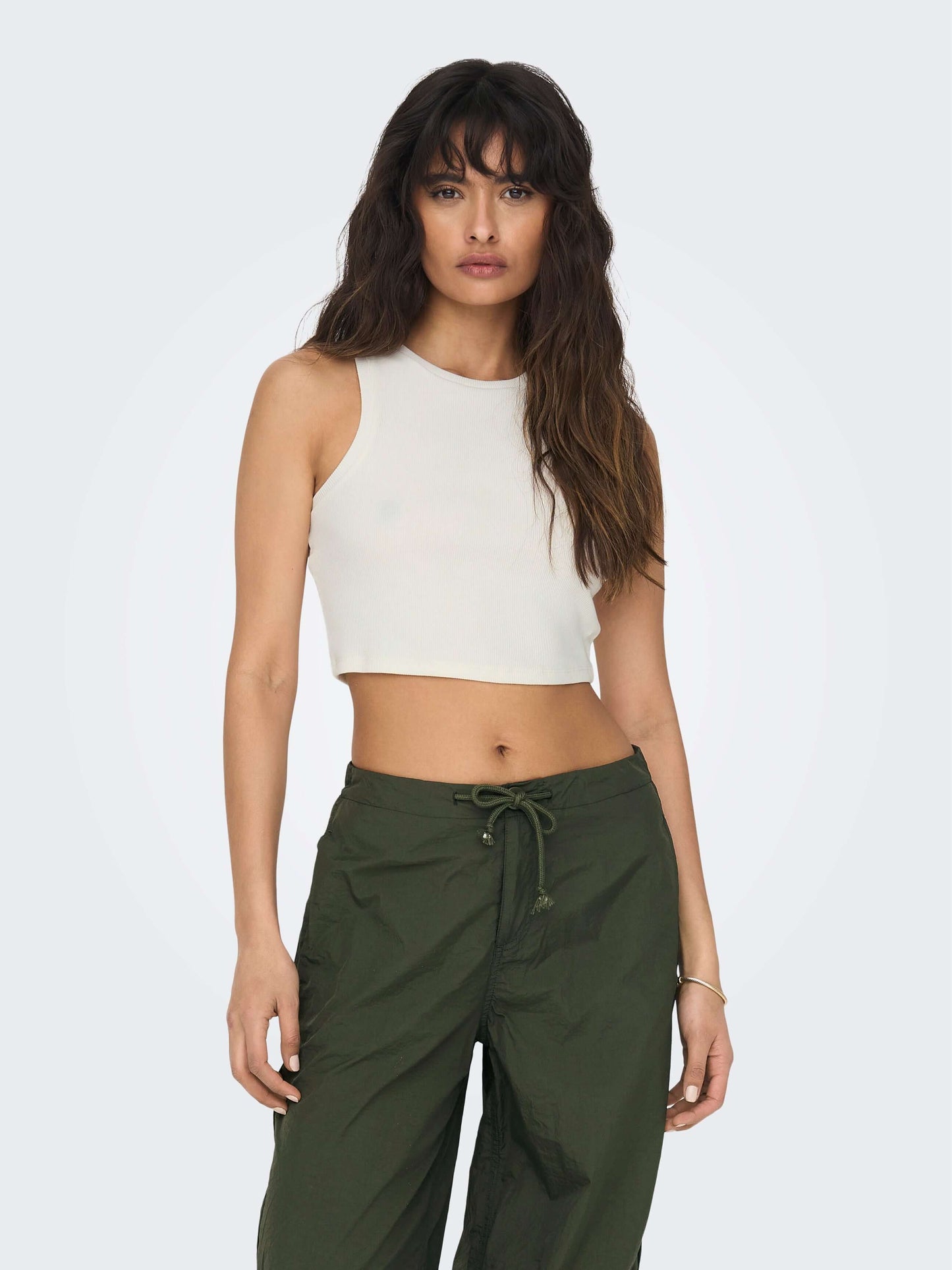 Only Dames Tops-Shirts VILMA Cropped Tank Top, Cloud Dancer