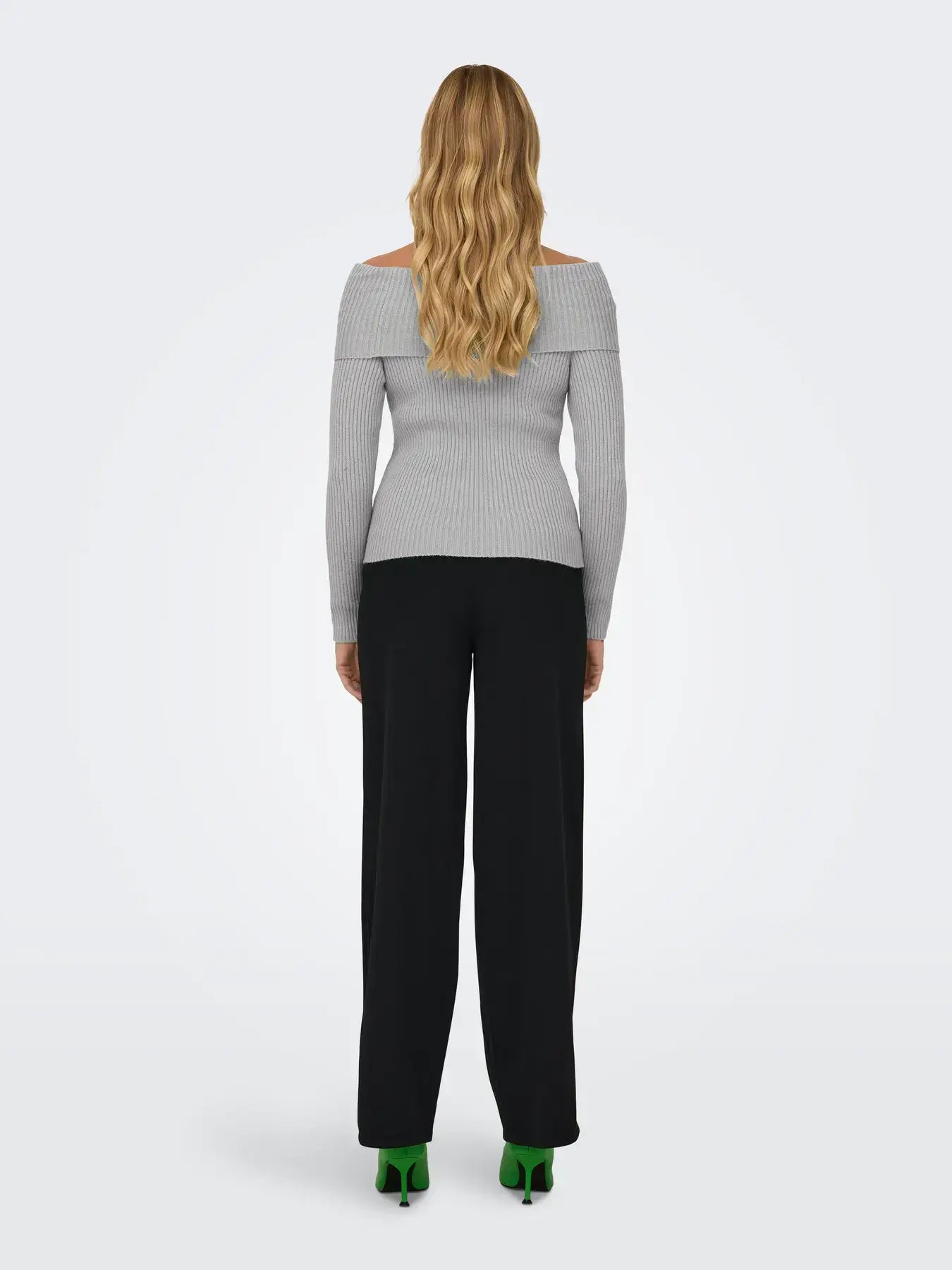 Only Dames KATIA LIFE LS OFF SHOULDER, Ultimate Grey Melange