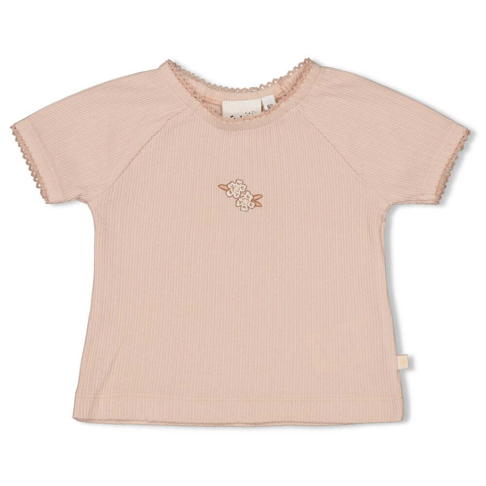 Feetje T-shirt Pointelle Flower Field, Roze