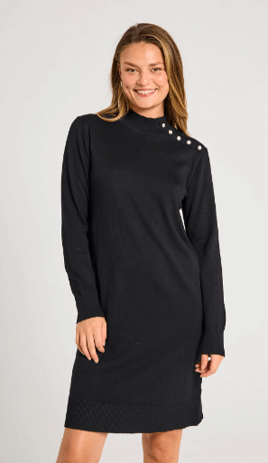Freequent Dress Katie Glitter Turtle nek Black