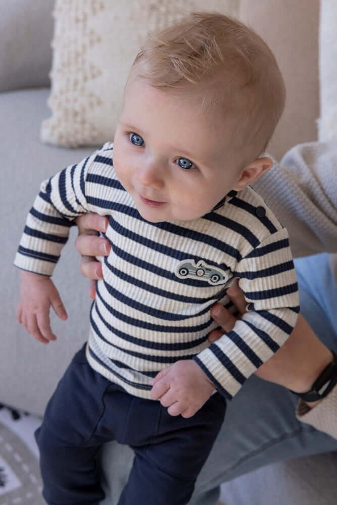 Feetje Longsleeve Rib met streep, LET'S GO, Marine