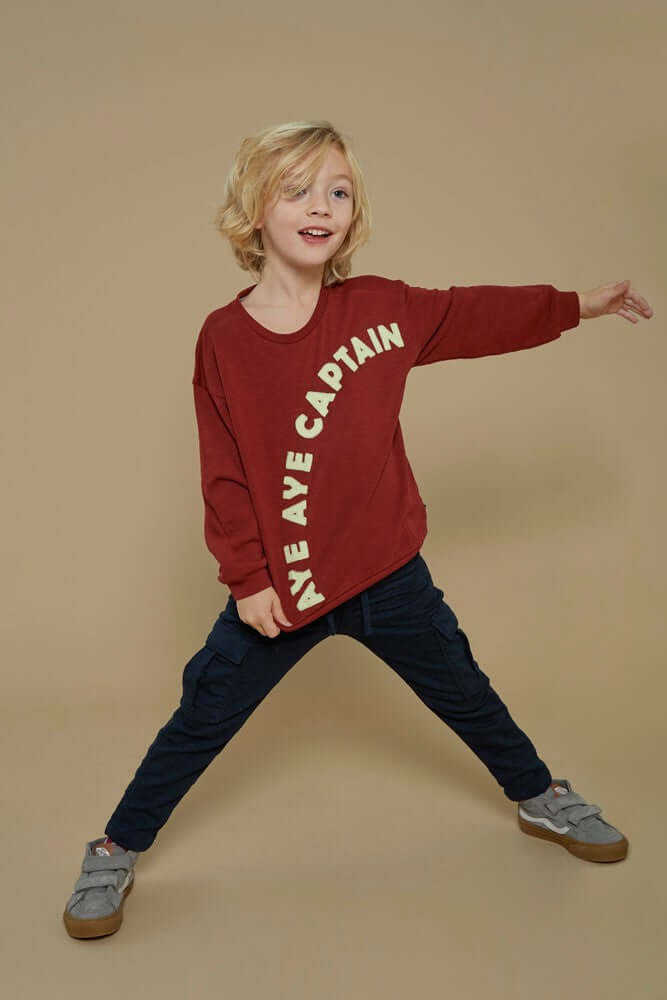 Sturdy Boys Sweater, WAVES AND WHALES, Bordeaux