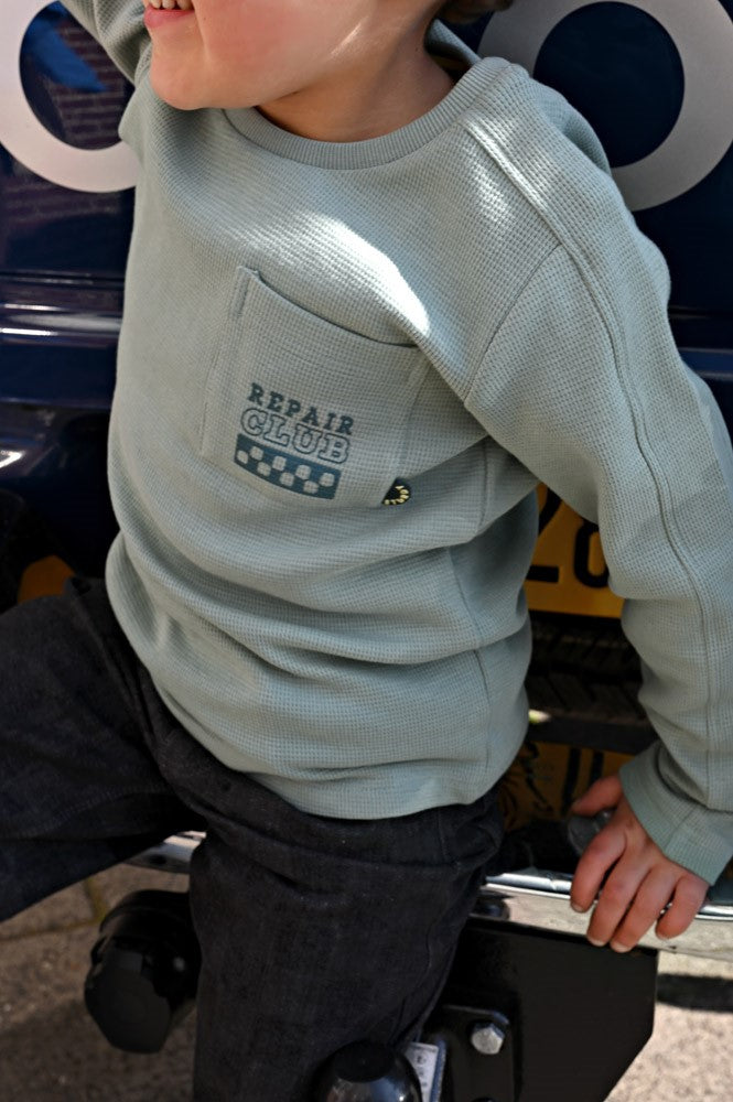 Sturdy, Longsleeve wafelstructuur - Fix It, Jade Groen