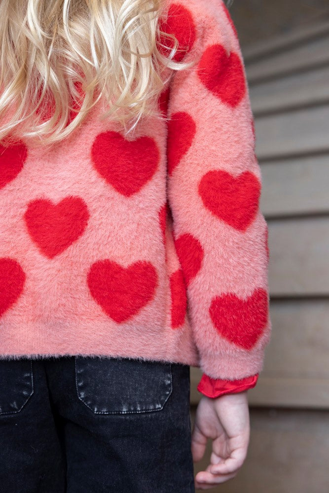 Jubel Gebreid Vest AOP, QUEEN OF HEARTS, Roze