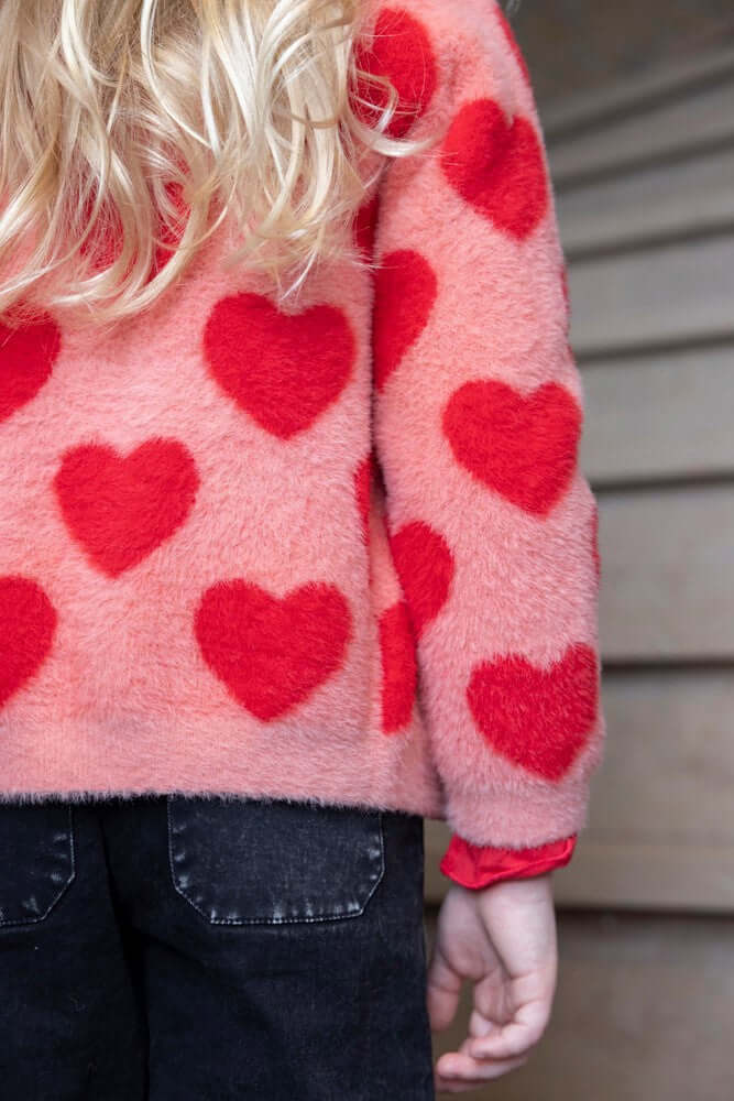 Jubel Gebreid Vest AOP, QUEEN OF HEARTS, Roze
