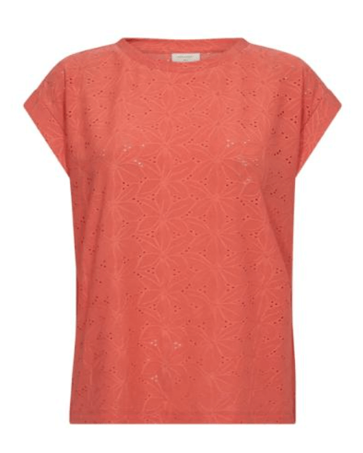 Freequent Shirt BLOND-TEE FLOWER Hot Coral