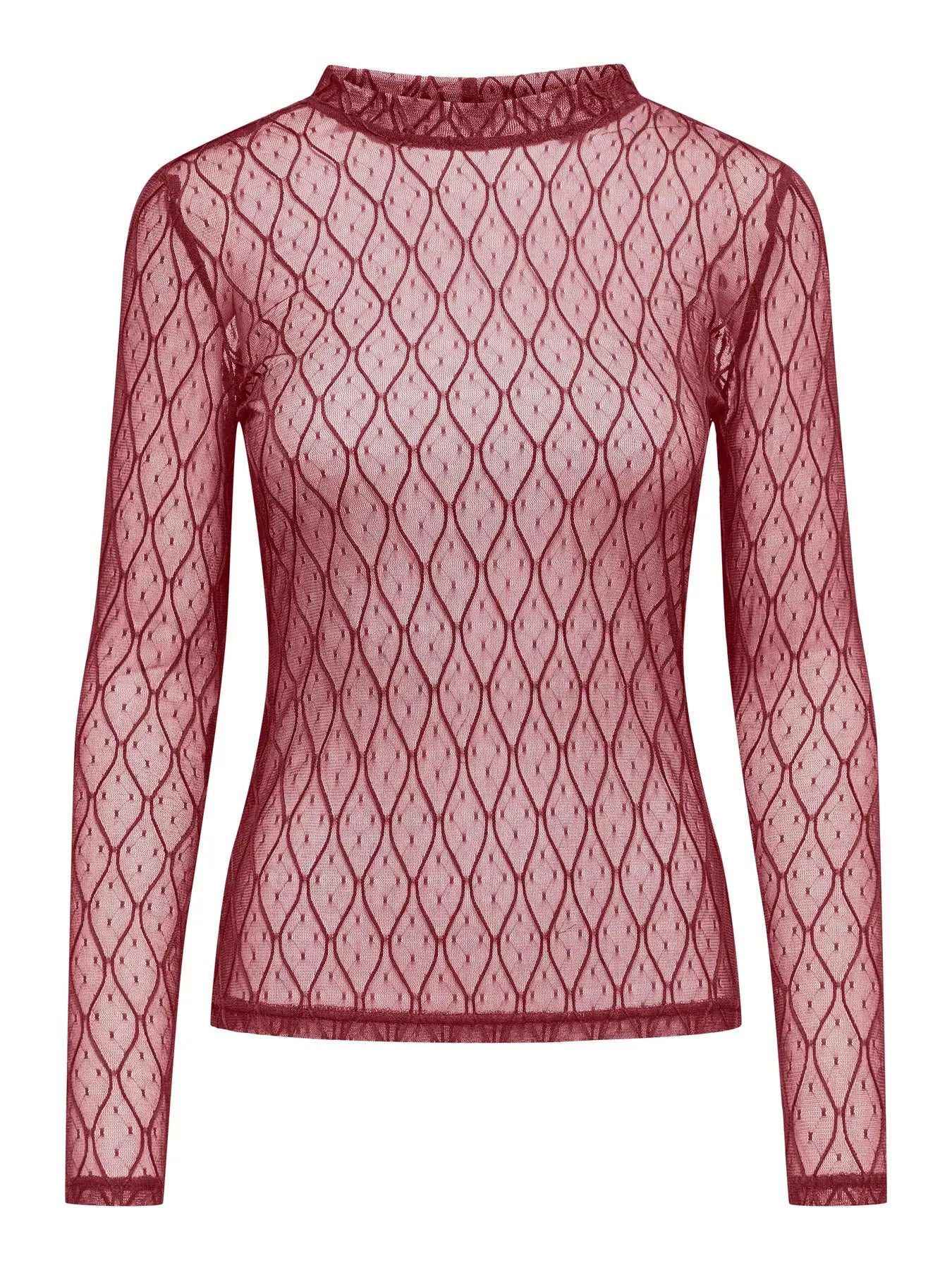 Only Top SALINA l/s Lace Top Jrs, Cabernet