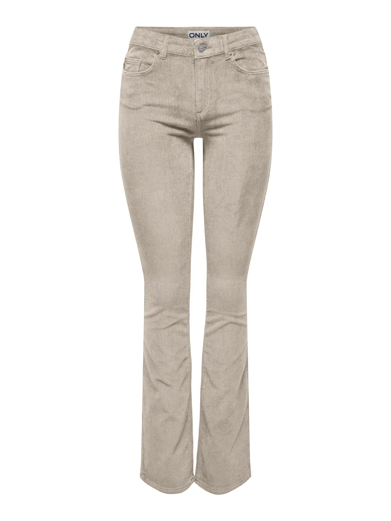Only Rib Broek, MARY, Mid Cord Flared, Oatmeal
