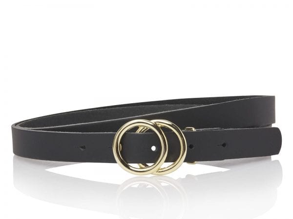 Dames Riem, Metallic Leder, Zwart