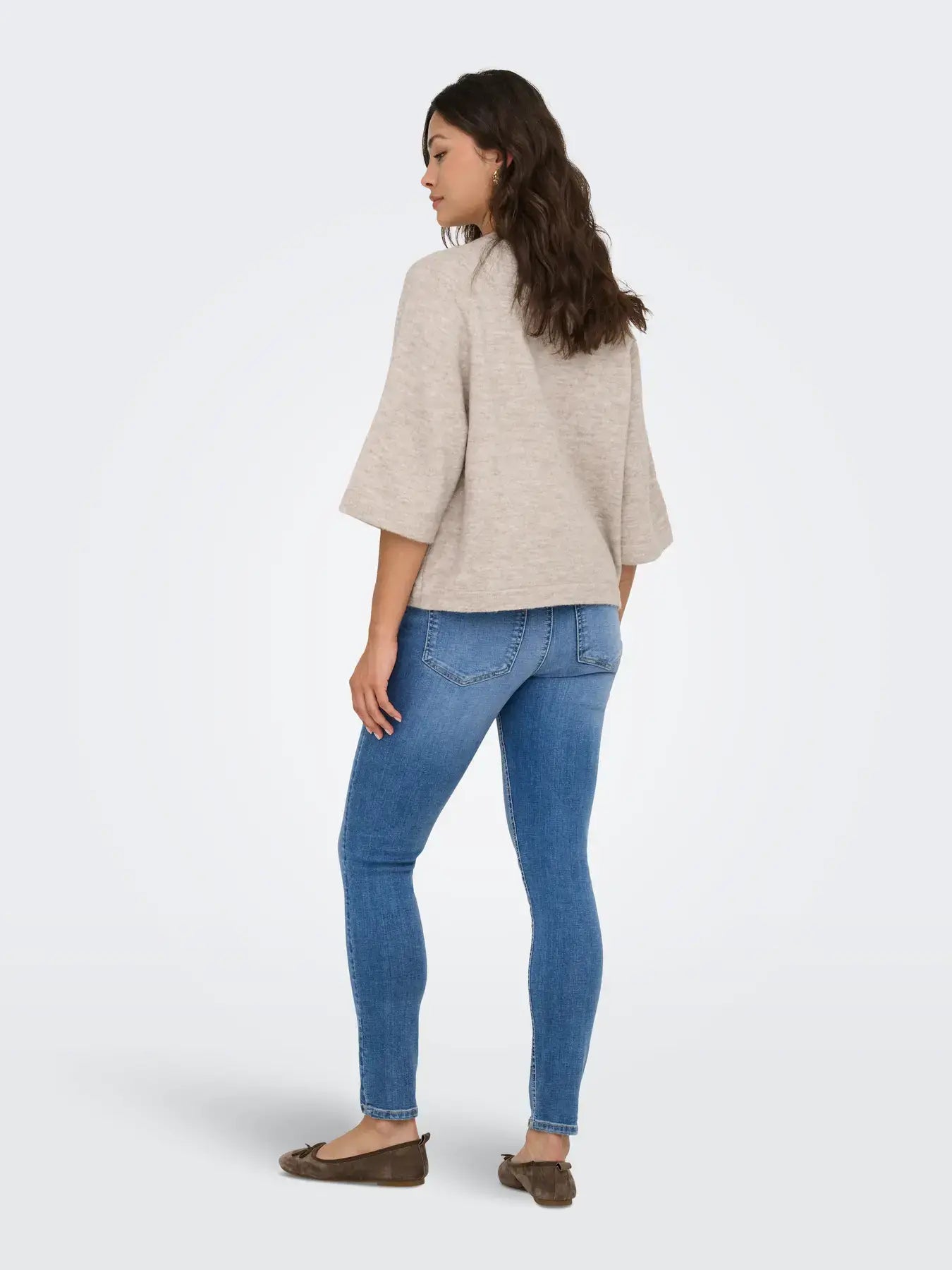 Only Dames Pullover SIMONI 3/4, Pumice Stone MELANGE