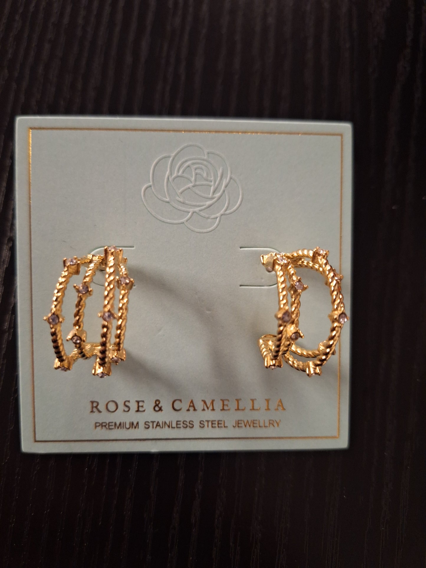  Rose & Camellia Ohrringe Gold