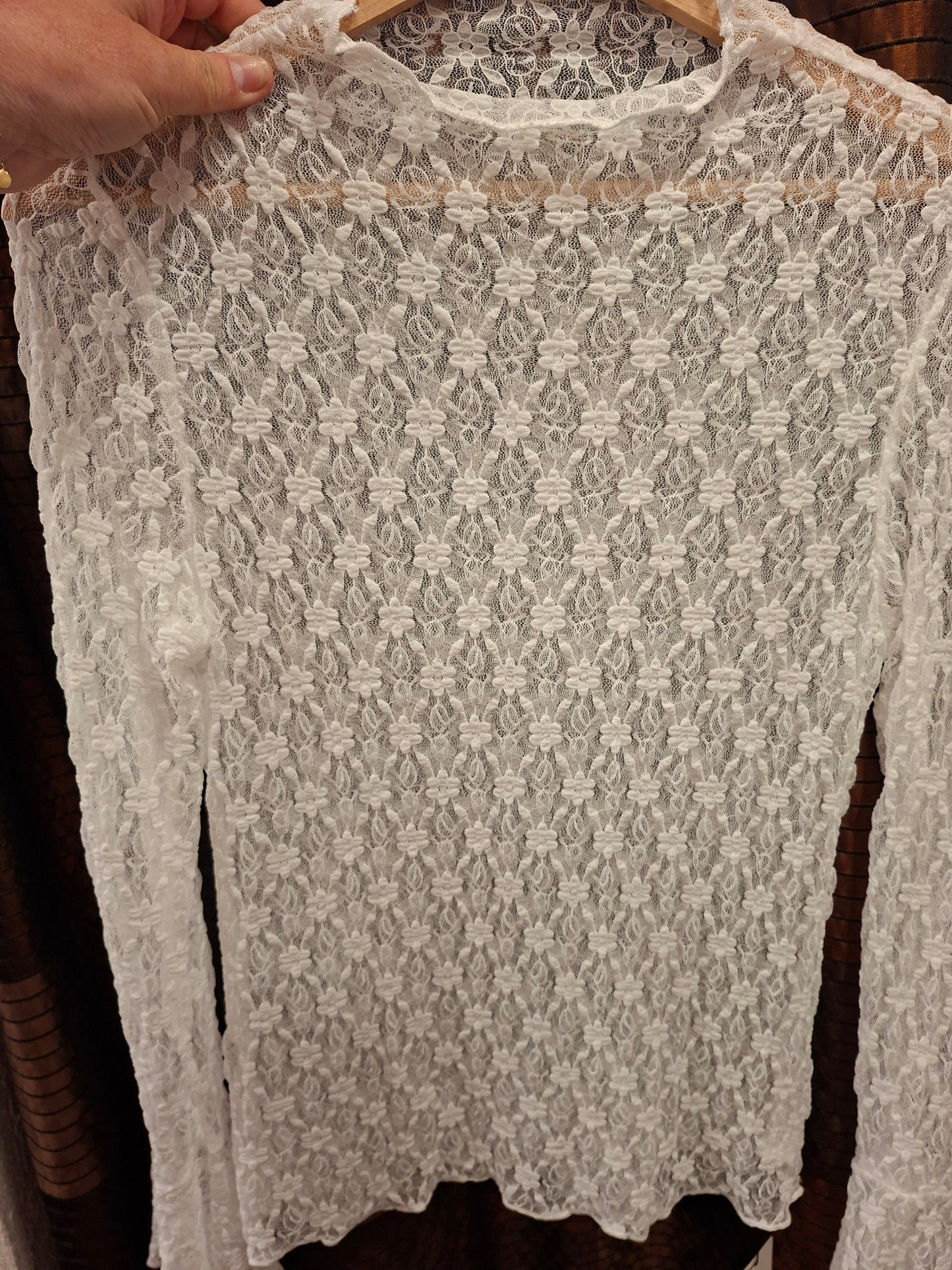 Ambika Lace top flare mouw Wit