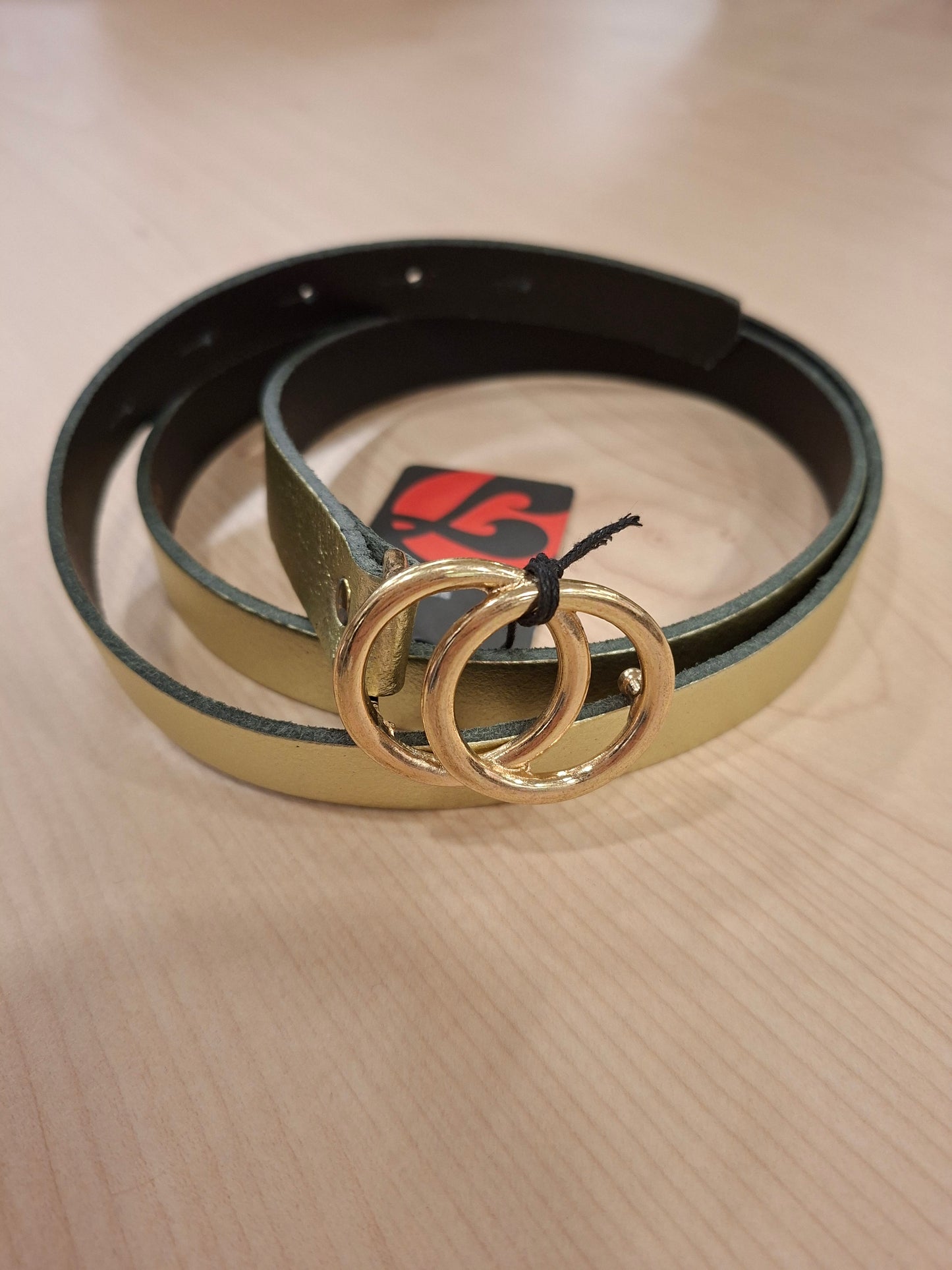 Dames Riem,  Metallic Leder, Goud