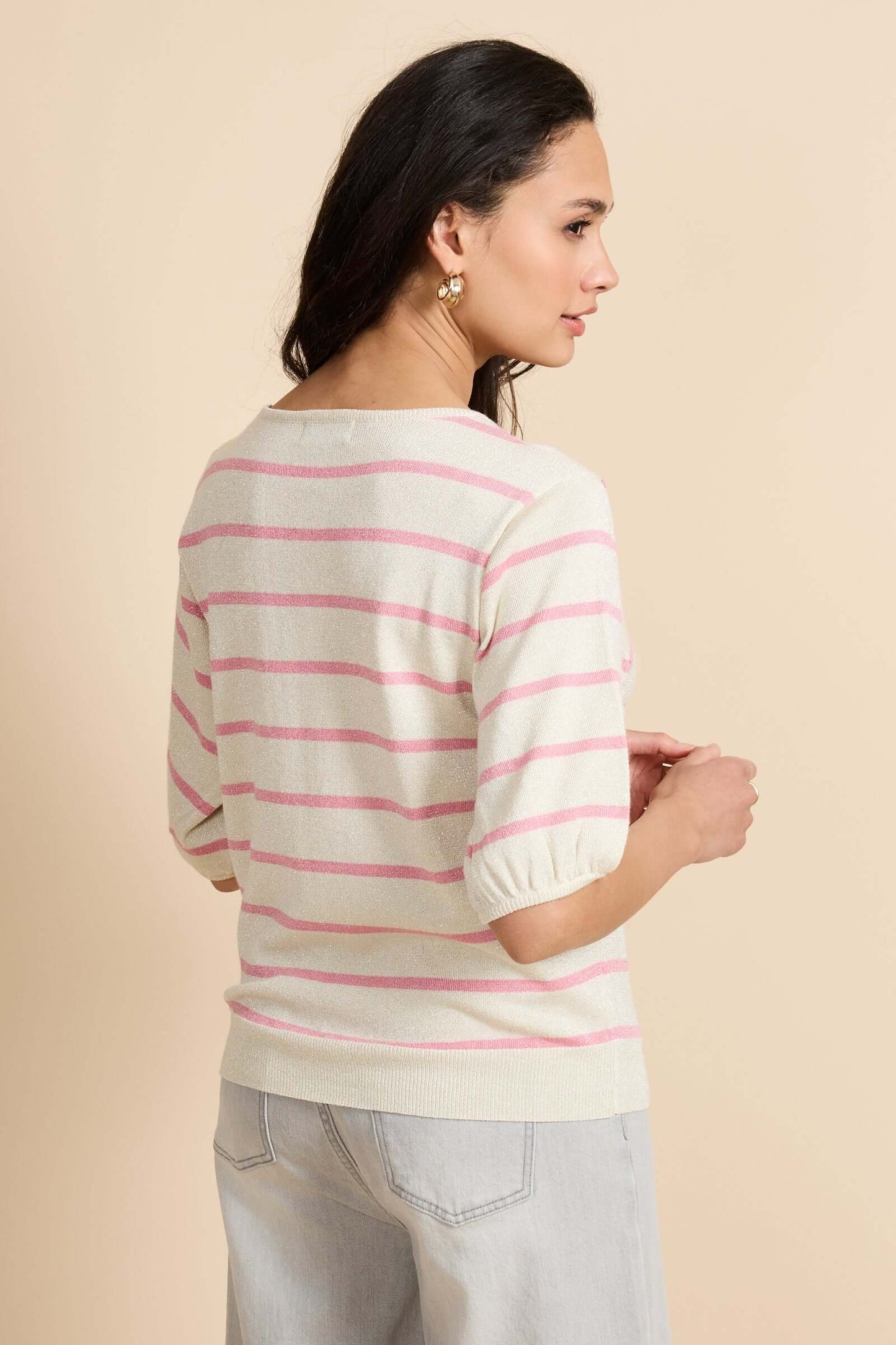 G-maxx, Genoveva knitting top, Wool White/Pretty Pink