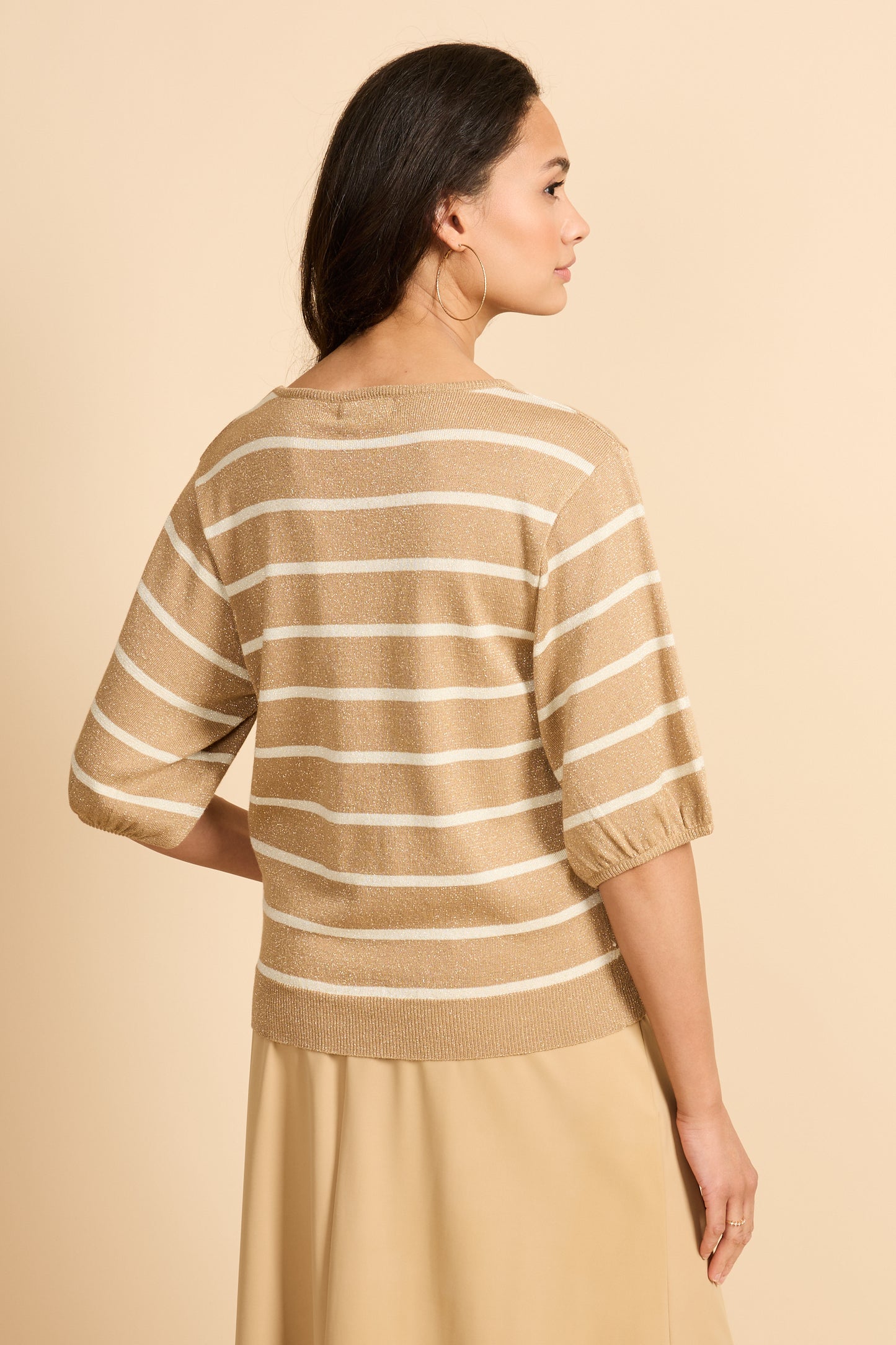G-maxx, Genoveva knitting top, Kint Camel/Wool White