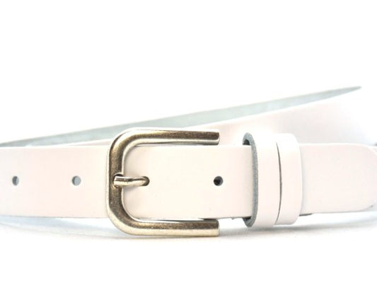 Dames Riem,  Metallic Leder, Off white