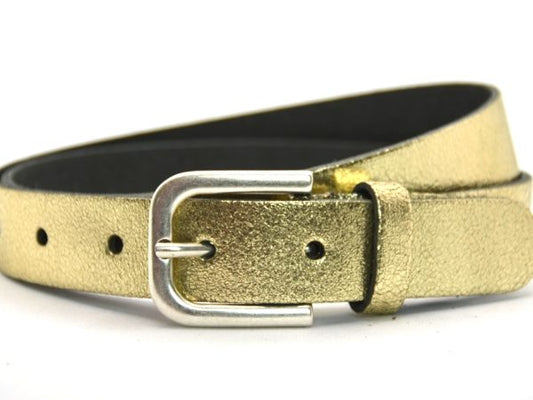 Dames Riem,  Metallic Leder, Goud