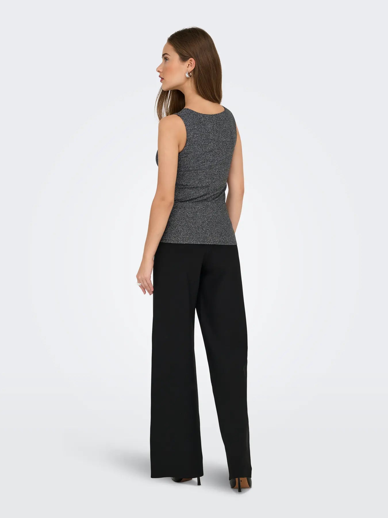 Only Dames Glitter Top, LEA, Black Silver glitter