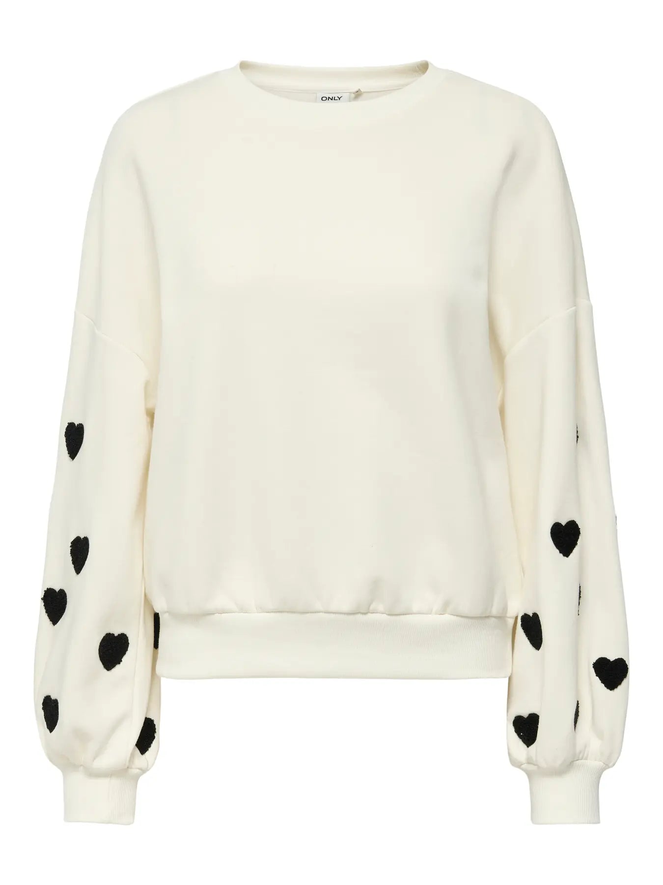 Only Sweater, MACY O-Neck, Cloud Dancer W. Black hearts