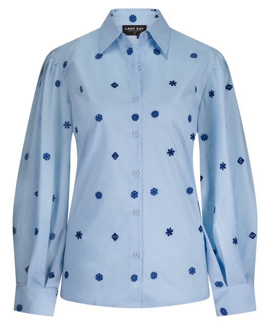 Lady Day Blouse CANNES, Sky bloem