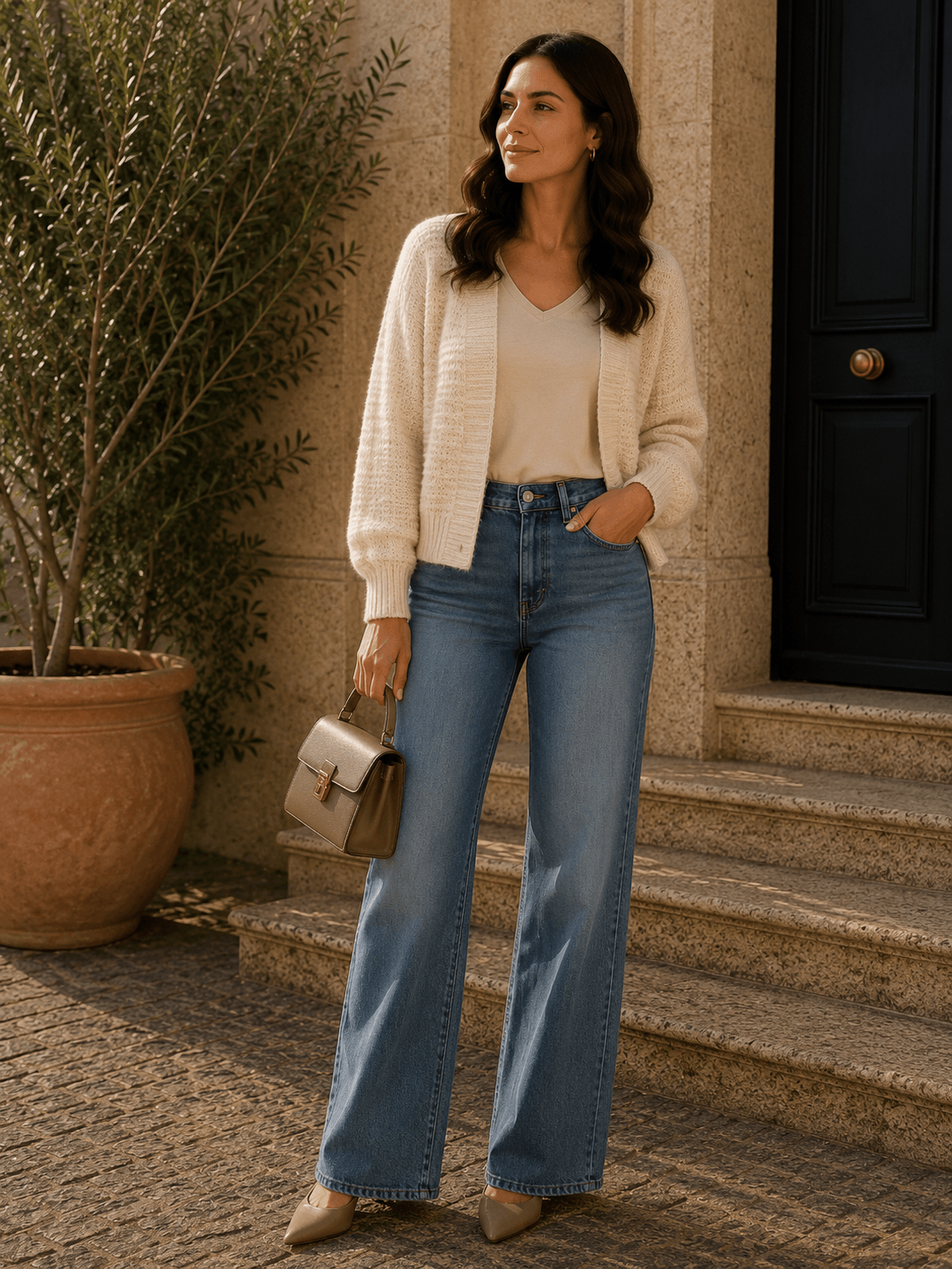 Freequent Dames Vest, WAVE, Taupe  Melange