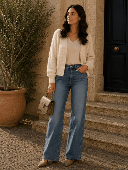 Freequent Dames Vest, WAVE, Taupe  Melange