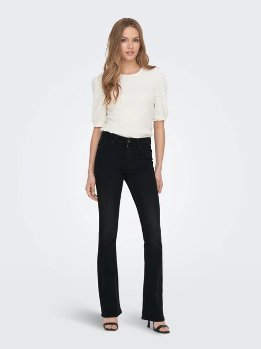 Only Dames Jeans BLUSH Mid Flared, Washed Black