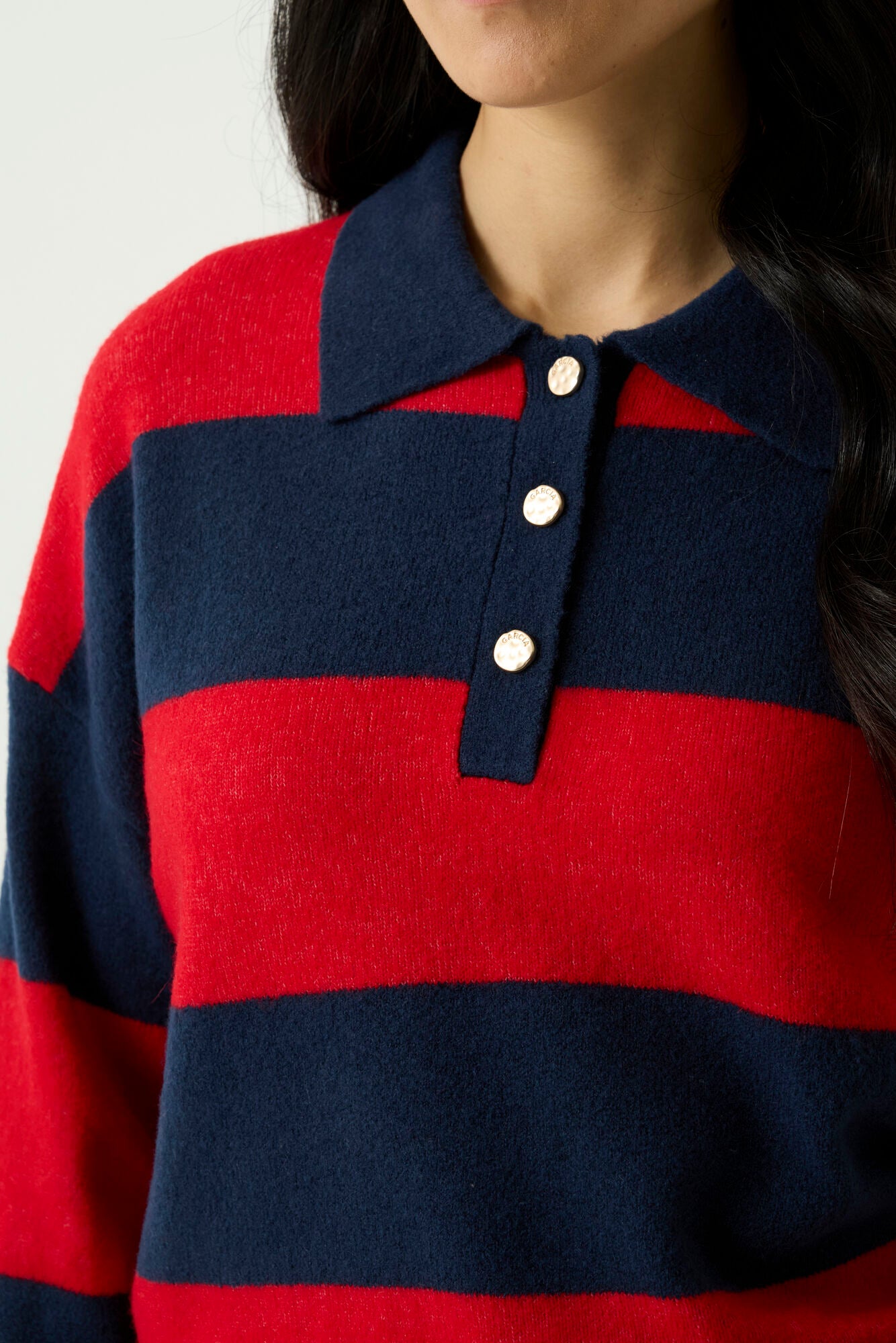 Garcia, Dames, Polo Sweater, Sapphire Mist