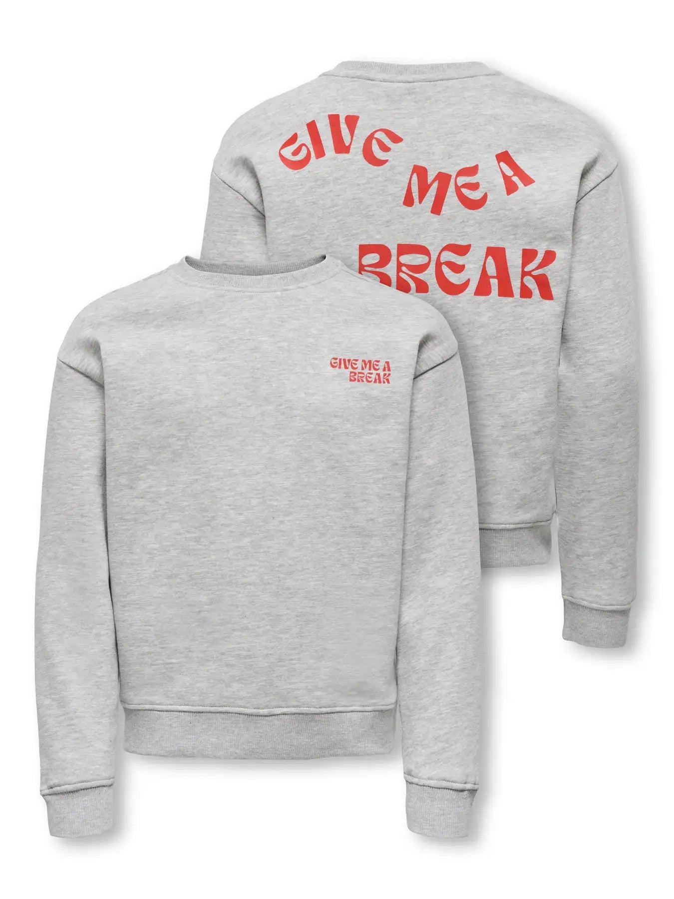 Only Girls Sweater, CAMINE,Light Grey Melange Break/Mars Red
