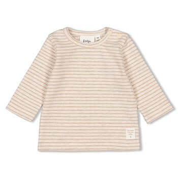 Feetje Longsleeve  rib met streep The Magic is in you, Taupe melange