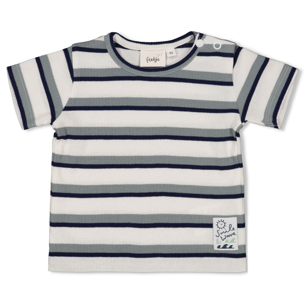 Feetje Jongens, T-shirt rib met streep, Summer Denims, Off White