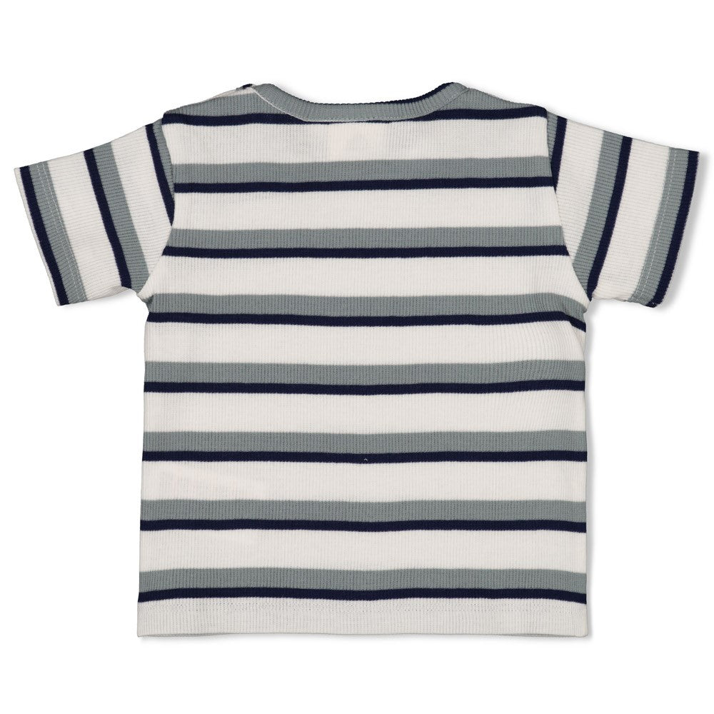 Feetje Jongens, T-shirt rib met streep, Summer Denims, Off White