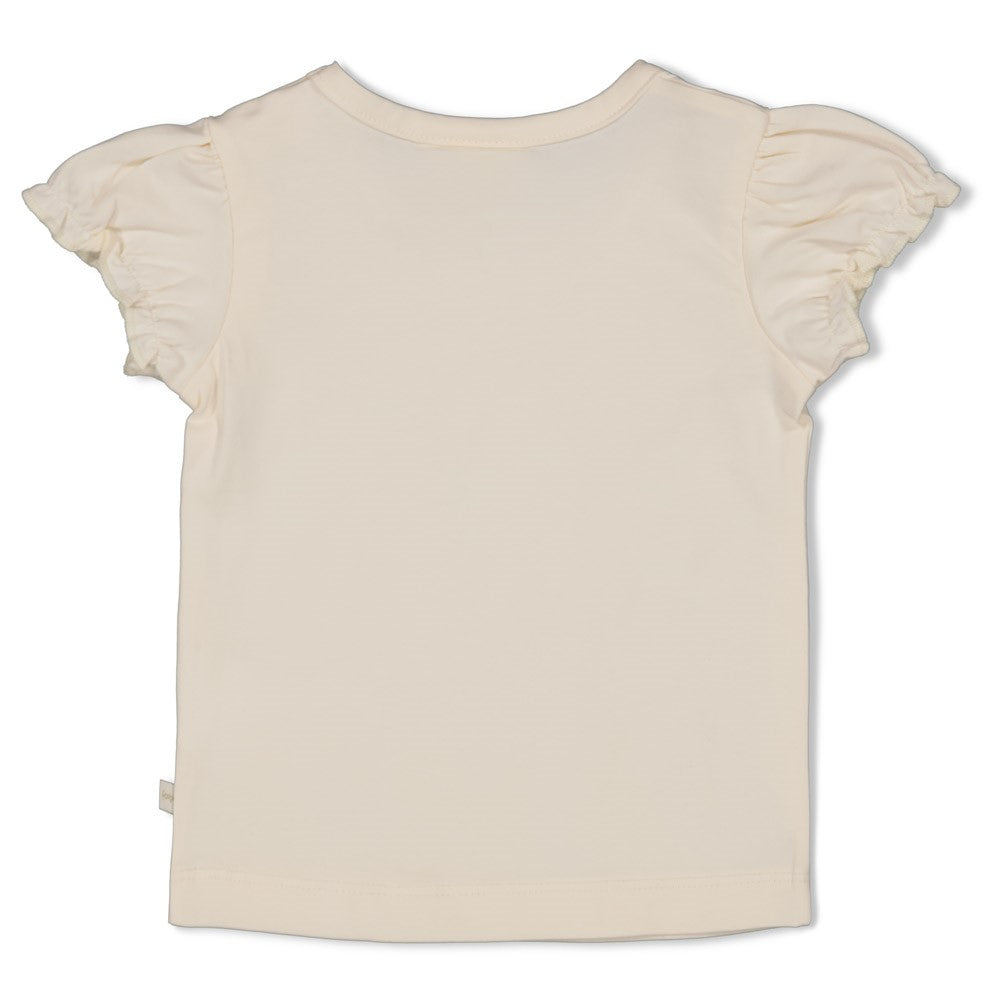 Feetje Meisje, T-shirt met crochet bloem - Let Your Dreams Blossom, Off white