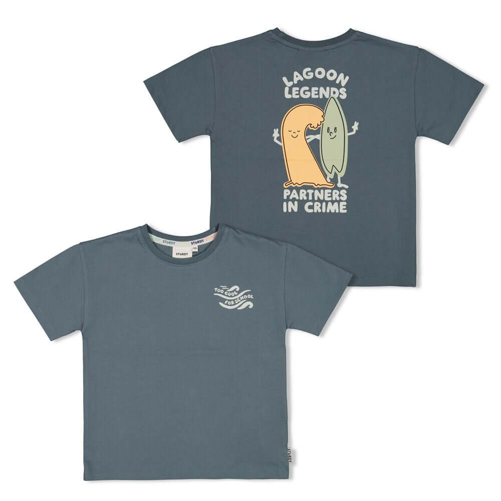 Sturdy Jongens T-shirt oversized, Lagoon Legends, Petrol