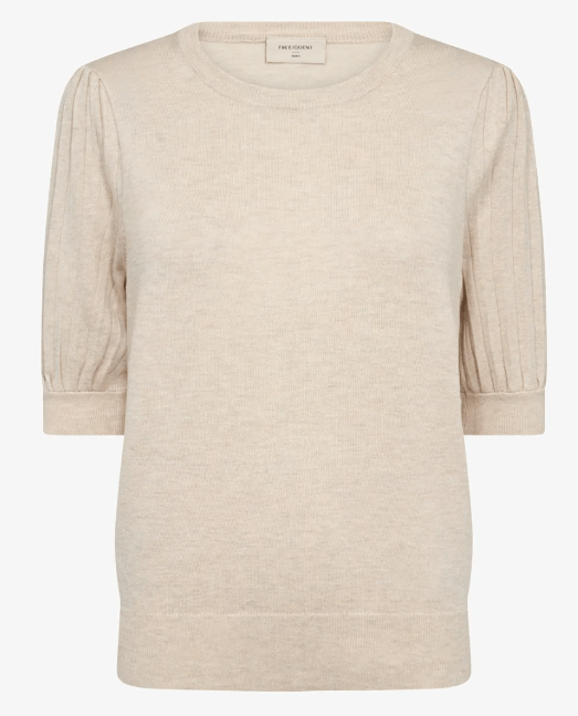 Freequent Pullover JOEL Puffärmel Moonbeam Melange