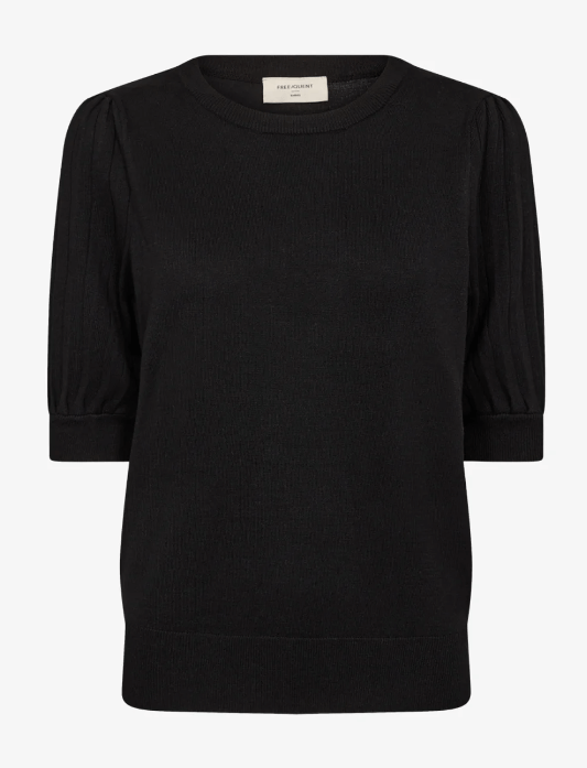 Freequent Pullover JOEL Puff Sleeve Black